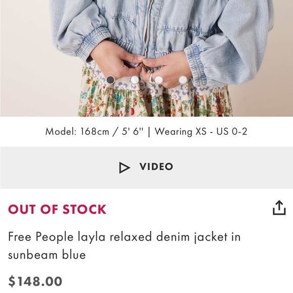 Free People Layla relaxed denim jacket, Small - Picture 5 of 5